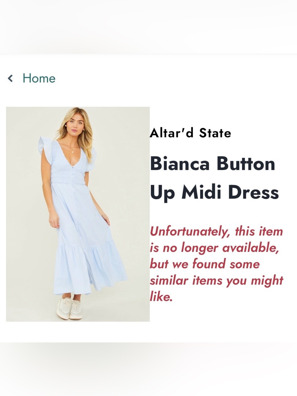 Altar'd State Bianca Button Up Maxi Dress Light Blue Smocked Cottage-core - Picture 12 of 12